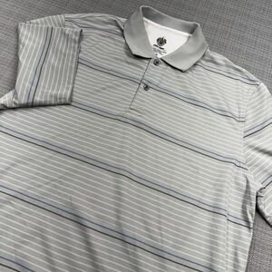 Trump Golf Polo Shirt Mens Large Gray Striped Performance Golf Short Sleeve